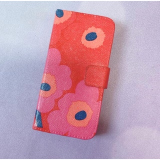 マリメッコ(marimekko)の手帳型iPhoneケース スマホケース マリメッコ ウニッコ 赤 レッド(iPhoneケース)