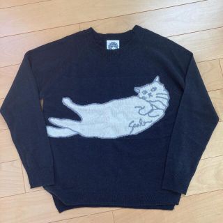 スカラー ScoLar 猫 ネコ 刺繍 薄手 パ ーカー 新品 未使用 ゆったり