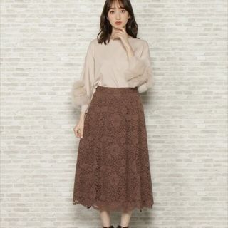 ウィルセレクション(WILLSELECTION)の【新品】WILLSELECTION ♡ ピーチレースセミフレアスカート S 冬物(ロングスカート)