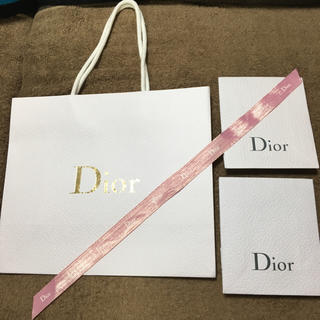 ディオール(Dior)のディオール ショッパー ゴールド ピンクリボン(ショップ袋)