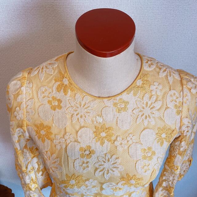 ヴィンテージ 60s 70s 花柄 ドレス ワンピース 黄色 イエロー ヴィンテージ 60s 70s 花柄 ドレス ワンピース 黄色 イエロー