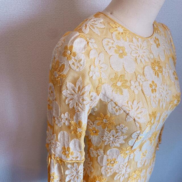 ヴィンテージ 60s 70s 花柄 ドレス ワンピース 黄色 イエロー ヴィンテージ 60s 70s 花柄 ドレス ワンピース 黄色 イエロー