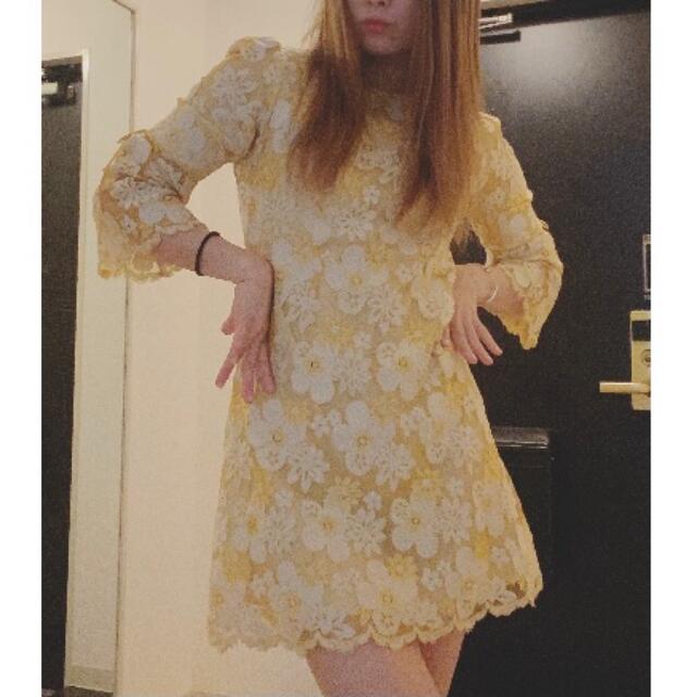 ヴィンテージ 60s 70s 花柄 ドレス ワンピース 黄色 イエロー ヴィンテージ 60s 70s 花柄 ドレス ワンピース 黄色 イエロー