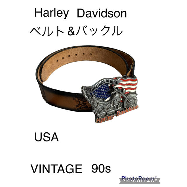 Harley Davidson(ハーレーダビッドソン)の90s USA ハーレーダビットソン　ベルト　バックル　ビンテージ メンズのファッション小物(ベルト)の商品写真