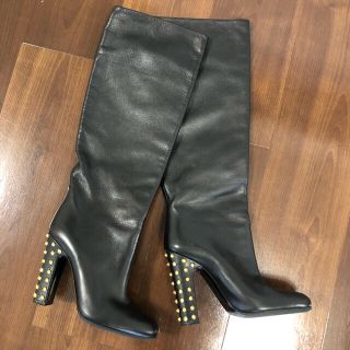 GUCCI ロングブーツ スタッズ レザー 黒 36 1/2 GUCCI ロングブーツ スタッズ レザー 黒 36 1/2