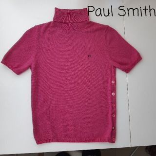 ポールスミス(Paul Smith)のPaul Smith ポール・スミス ニット レディース 半袖 ピンク ロゴ入り(ニット/セーター)