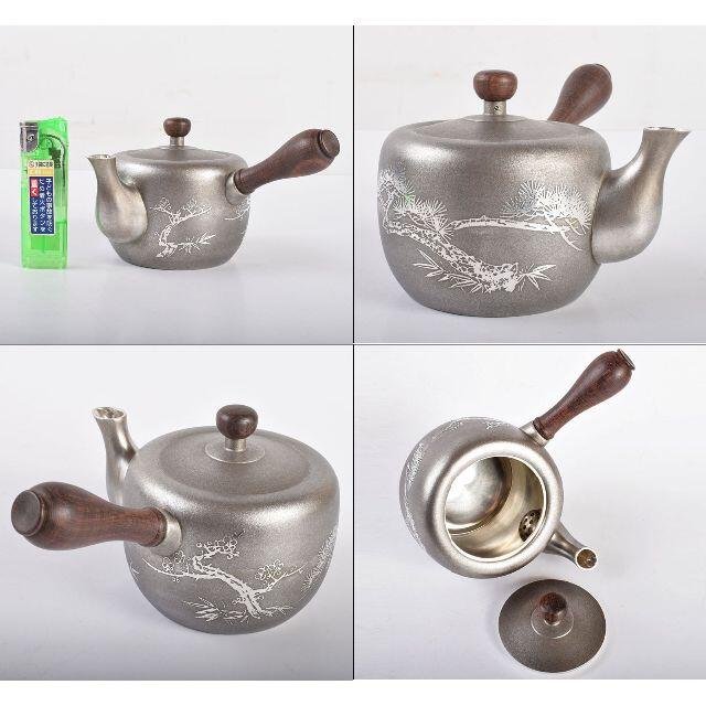 国産原料100% 煎茶道具 錫製 四君子文 茶器揃 共箱 F 3830B