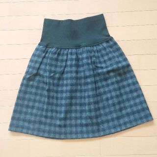 新品 M 防風加工 ギンガムチェック 起毛暖か腹巻スカート 裏地付き 紺グレー(ひざ丈スカート)