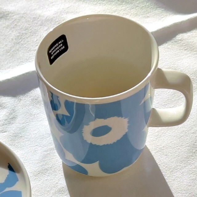 marimekko(マリメッコ)のウニッコ　ラリー　スカイブルー　マグカップ　13.5cmプレート　ラテマグ インテリア/住まい/日用品のキッチン/食器(食器)の商品写真