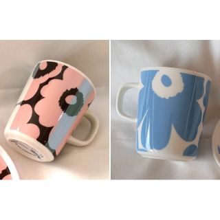 マリメッコ(marimekko)のウニッコ　ラリー　スカイブルー　マグカップ　13.5cmプレート　ラテマグ(食器)