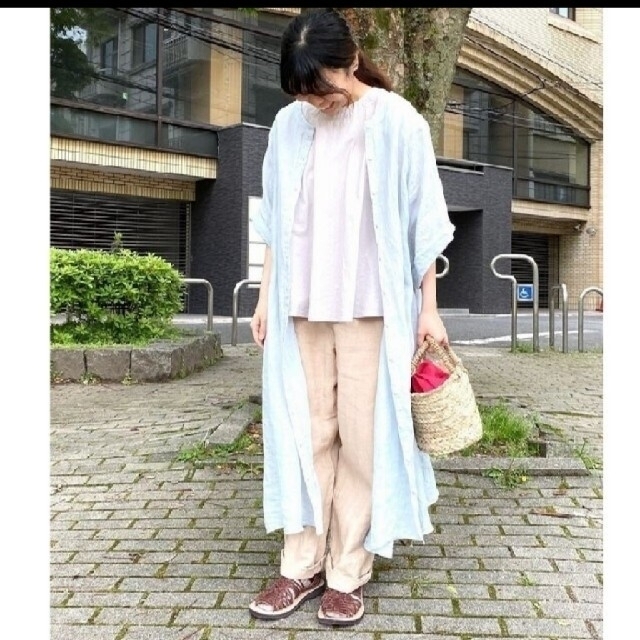 nest Robe(ネストローブ)のネストローブ♡リネンガーゼロールカフスワンピース レディースのワンピース(ロングワンピース/マキシワンピース)の商品写真