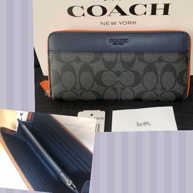 超安い品質 COACH カラーブロックジップアラウンド長財布 - 長財布
