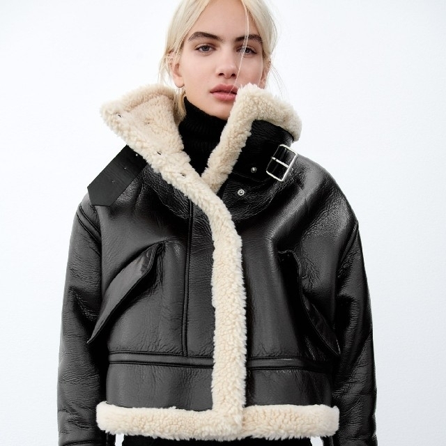 【完売品】ZARA ボア&フェイクレザージャケット Lサイズ ブラック 【完売品】ZARA ボア&フェイクレザージャケット Lサイズ ブラック