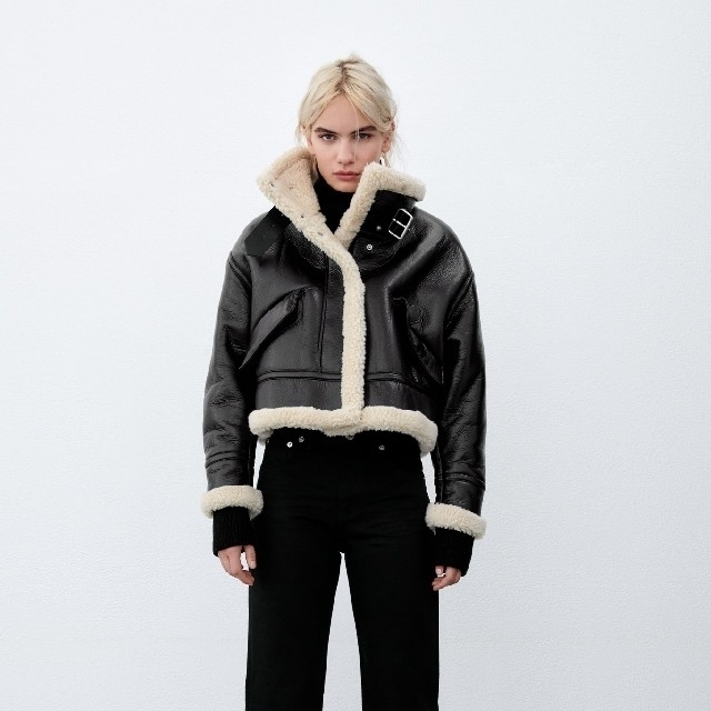 【完売品】ZARA ボア&フェイクレザージャケット Lサイズ ブラック 【完売品】ZARA ボア&フェイクレザージャケット Lサイズ ブラック