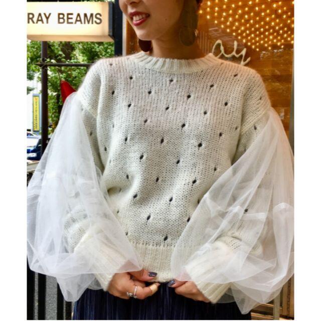 Ray BEAMS(レイビームス)のMIYAO Ray BEAMS 別注 チュール スリーブ ニット レディースのトップス(ニット/セーター)の商品写真