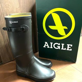 エーグル(AIGLE)のAIGLE エーグル☔レインブーツ シャンタベル 黒 37 長靴(レインブーツ/長靴)