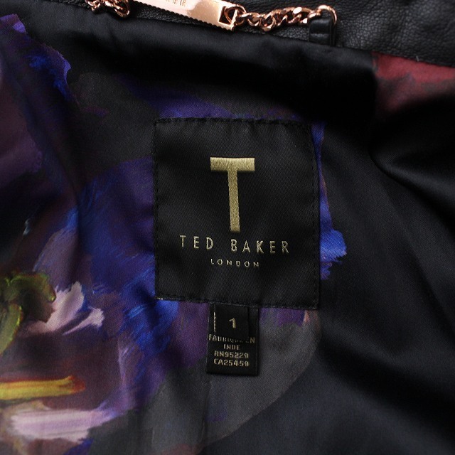 TED BAKER(テッドベイカー)のテッドベーカー ライダース ジャケット ラムレザー 羊革 ダブル 1 S 黒 レディースのジャケット/アウター(ライダースジャケット)の商品写真