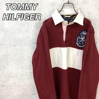 トミーヒルフィガー(TOMMY HILFIGER)の希少 90s トミーヒルフィガー ラガーシャツ 刺繍ロゴ (ポロシャツ)