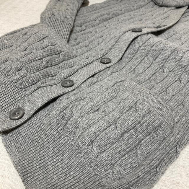 POLO RALPH LAUREN(ポロラルフローレン)の【美品】　ポロラルフローレン　ケーブル編み　カーディガン　グレー　S レディースのトップス(カーディガン)の商品写真