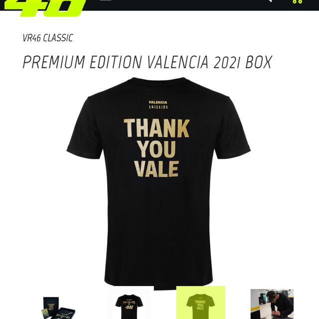 VR46 V.ロッシ選手  プレミアム　　限定tシャツbox 直筆サイン L 自動車/バイクのバイク(その他)の商品写真