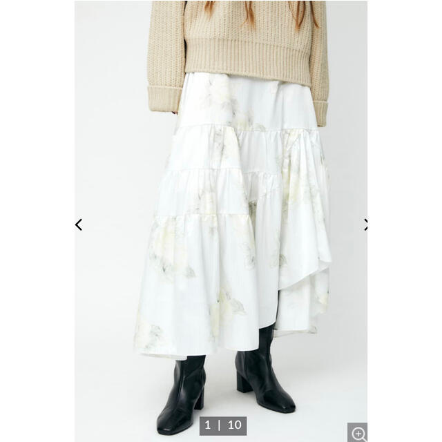 【セール】moussy CAMELLIA TIERED スカート アイボリー ロングスカート