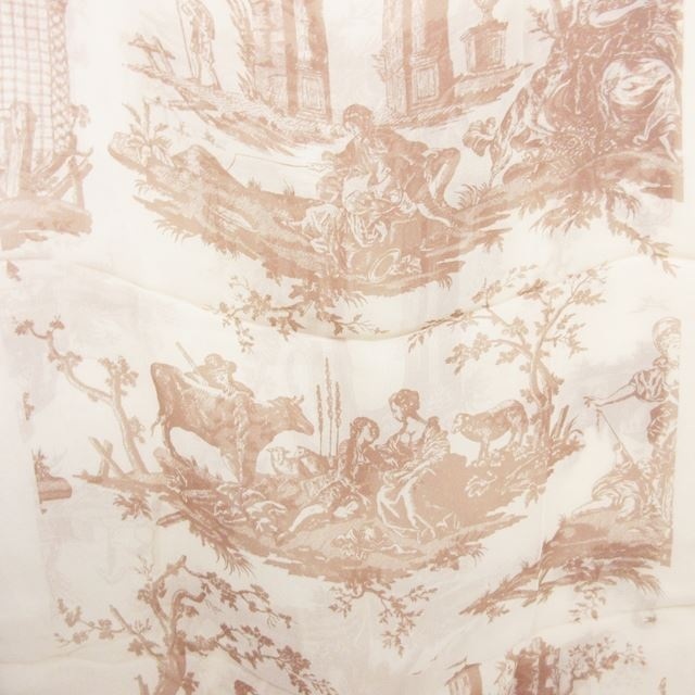 Vivienne Westwood(ヴィヴィアンウエストウッド)のヴィヴィアンウエストウッド 美品 ロング スカーフ 総柄 シルク ベージュ 茶 レディースのファッション小物(バンダナ/スカーフ)の商品写真