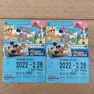 ディズニー(Disney)のディズニー リゾートライン フリーキップ 2枚(遊園地/テーマパーク)