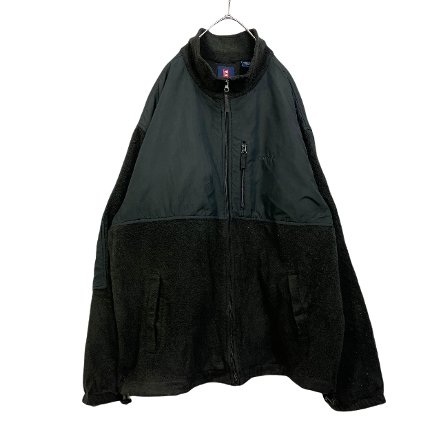 CHAPS(チャップス)のUSA古着 チャップス フリース ジャケット 黒 ブラック ナイロン切替 XL メンズのジャケット/アウター(ブルゾン)の商品写真