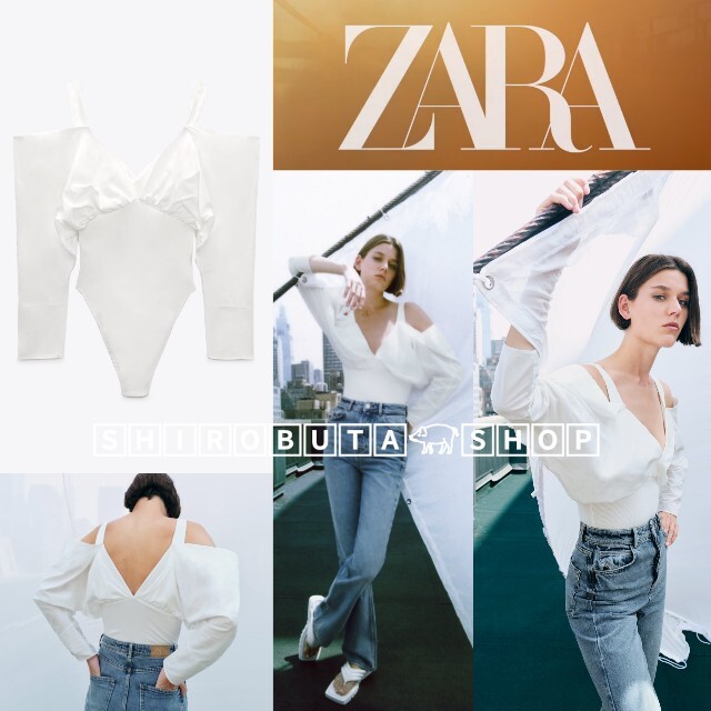 新品 ZARA パフスリーブ ボリューム袖 オープンディテール ボディースーツ