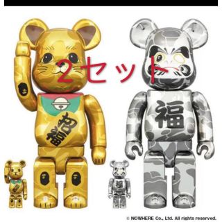 メディコムトイ(MEDICOM TOY)のBE@RBRICK BAPE 招き猫 金メッキ&達磨 銀メッキ 100%&400(その他)