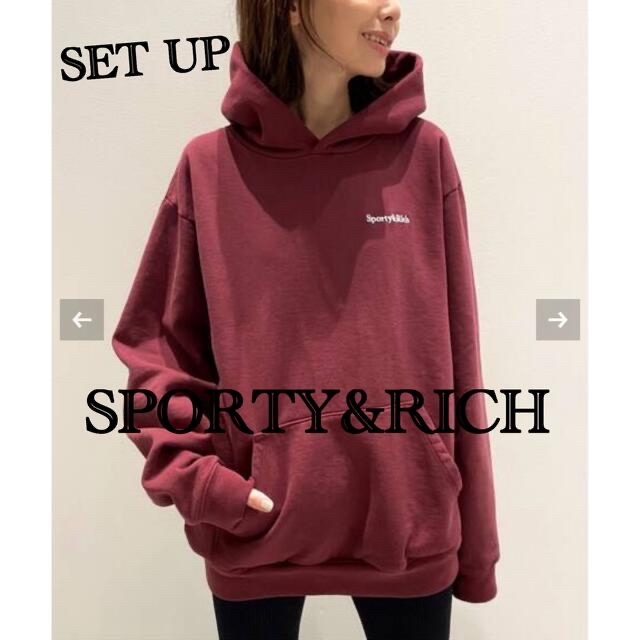 L'Appartement DEUXIEME CLASSE(アパルトモンドゥーズィエムクラス)のL'Appartement SPORTY&RICH LOGO HOODIE  レディースのトップス(パーカー)の商品写真