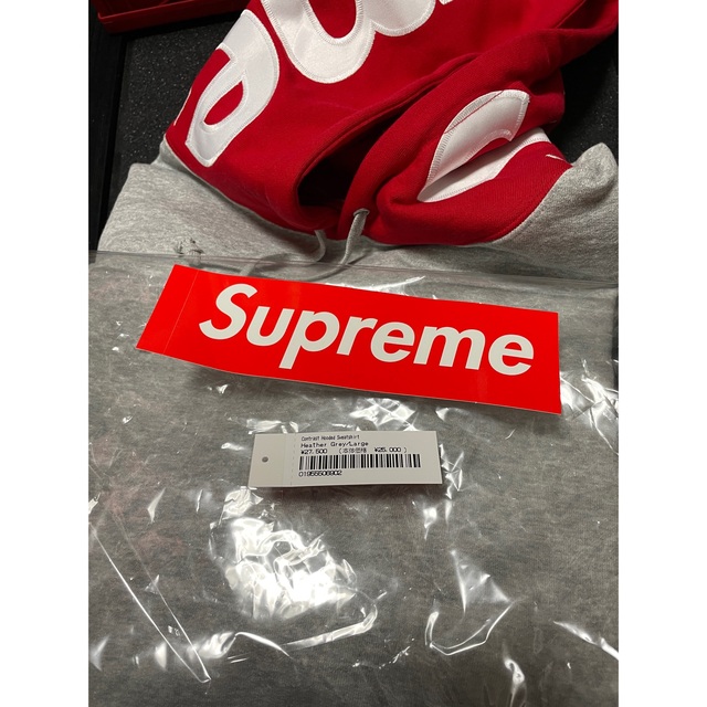 SUPREME シュプリーム　HOODED SWEATSHIRT Ｌ　グレー