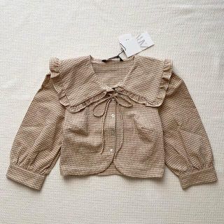 ザラ(ZARA)のZARA ベージュ ギンガムチェックブラウス(シャツ/ブラウス(長袖/七分))