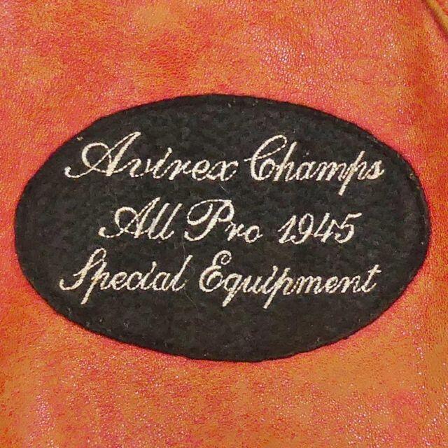 AVIREX(アヴィレックス)のアビレックス オールレザースタジャン 古着 メンズ L位 オレンジ XS 本革 メンズのジャケット/アウター(スタジャン)の商品写真