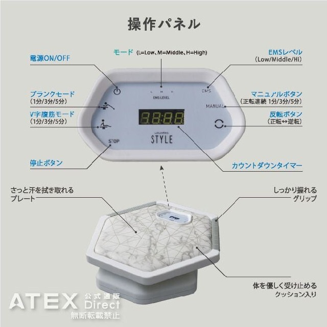 アテックス ATEX ルルド スタイル style EMS プランクトレーナー コスメ/美容のダイエット(エクササイズ用品)の商品写真