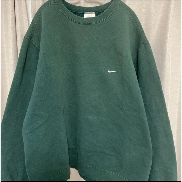 希少】90s NIKE 刺繍スウェット グリーン L-