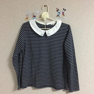 ハニーズ(HONEYS)の【ジャンク品♥激安】 襟ビジュー付きトップス（ボーダーネイビー） honeys (シャツ/ブラウス(長袖/七分))