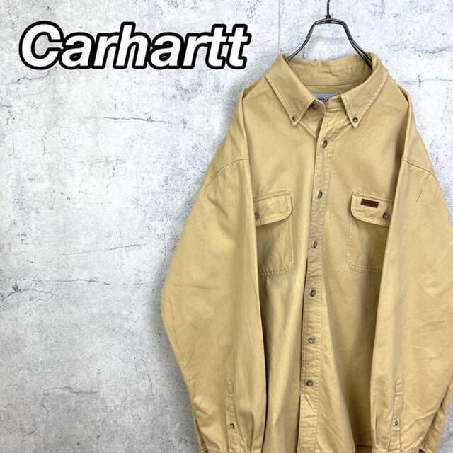 carhartt(カーハート)の【専用2点】希少 90s カーハート ワークシャツ レザータグ  黄色 メンズのトップス(シャツ)の商品写真