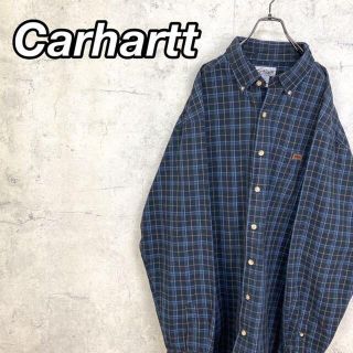 カーハート(carhartt)の希少 90s カーハート チェックシャツ レザータグ ビッグシルエット(シャツ)