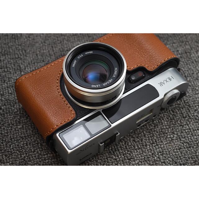 新品 本革 コニカ Konica HEXAR AF用 カメラケース 濃いブラウン