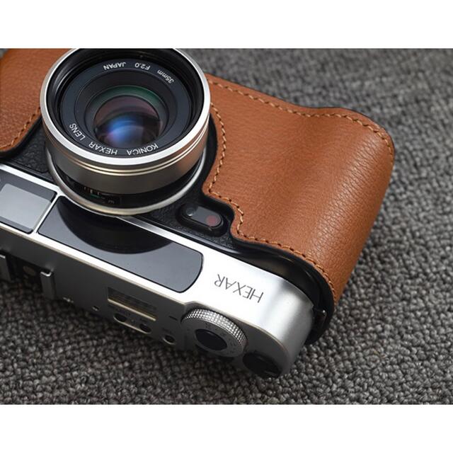 新品 本革 コニカ Konica HEXAR AF用 カメラケース 濃いブラウン