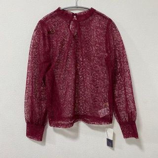 リリーブラウン(Lily Brown)の新品　リリーブラウン　レース　シースルー　トップス　ワインレッド　パープル(シャツ/ブラウス(長袖/七分))