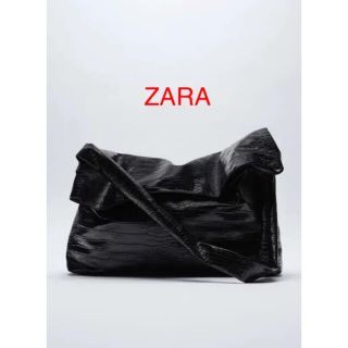 ザラ(ZARA)のZARAザラ★新品◎ ブラックマキシクロスボディバッグ黒_アニマルプリント(メッセンジャーバッグ)