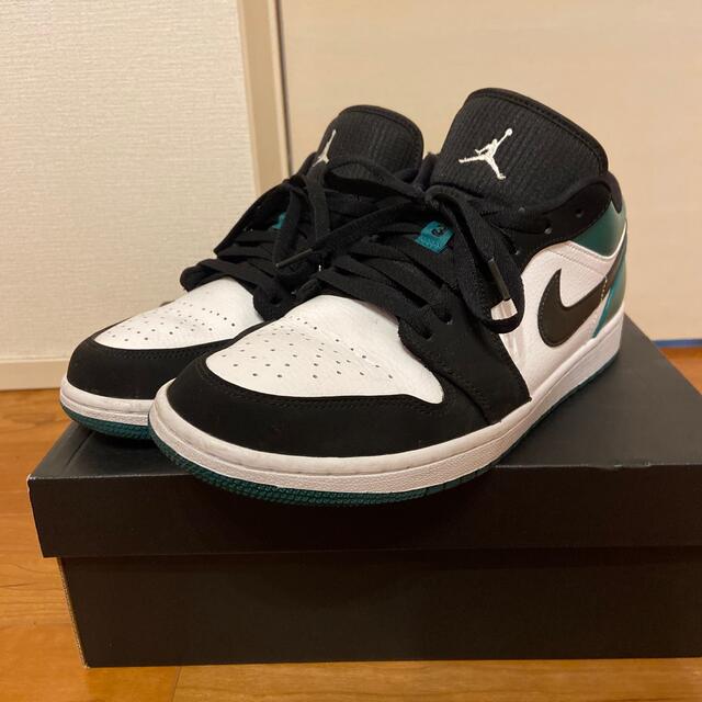 スニーカーAIR JORDAN1 LOW WHITE BLACK MYSTIC GREEN