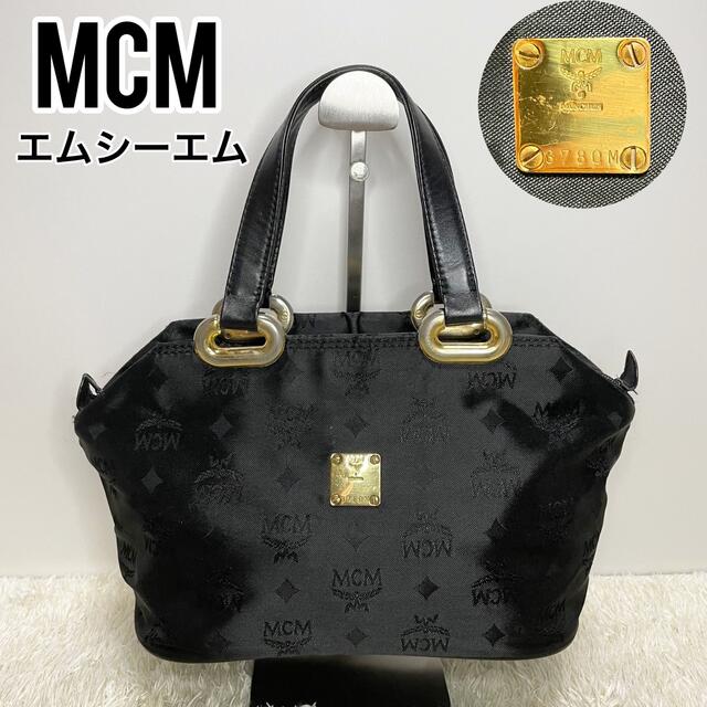 MCM(エムシーエム)の美品　MCM エムシーエム　ハンドバッグ MCMライン　ナイロン　ブラック　黒 レディースのバッグ(ハンドバッグ)の商品写真