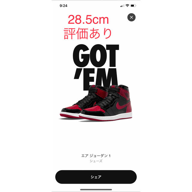 Nike Aj1 High OG Patent Bred 28.5cm