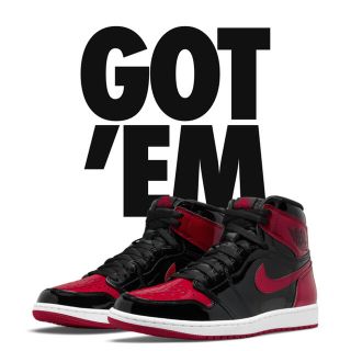 ナイキ(NIKE)の【12/15発売】NIKE AIR JORDAN1 OG BRED PATENT(スニーカー)