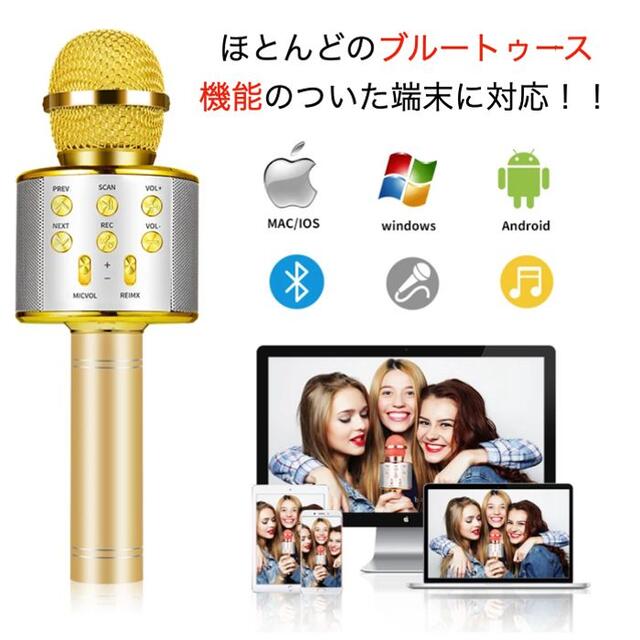 【なくなり次第終了！！】高音質　カラオケマイク　ポータブル　録音可能　無線　2個 スマホ/家電/カメラのオーディオ機器(その他)の商品写真