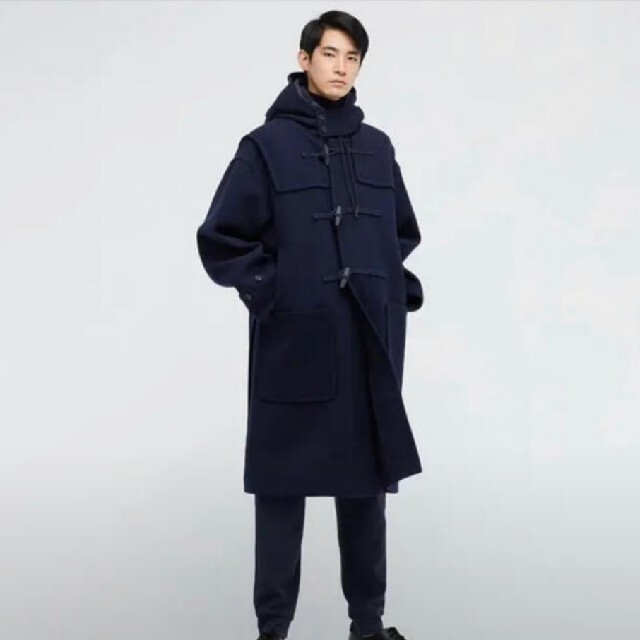 UNIQLO(ユニクロ)のユニクロ +J ウールオーバーサイズダッフルコー NAVY 2021AW メンズのジャケット/アウター(ダッフルコート)の商品写真