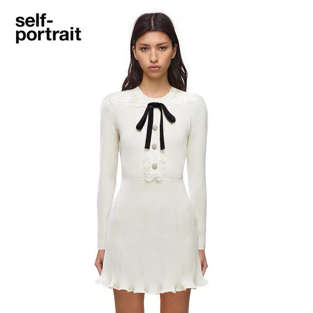 ❤️ •正規品Selfportrait22新作新品タグ付き☆ 白ワンピース | iins.org